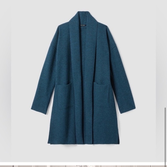 17. EILEEN FISHER High Collar Wool Coat - Picture 2 of 16